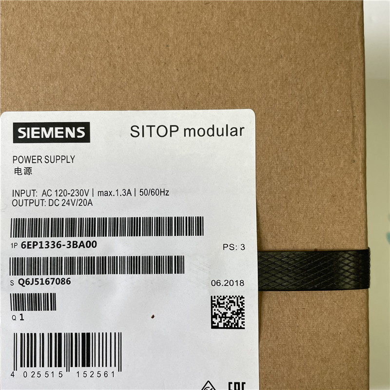 SIEMENS power supply 6EP1336-3BA00 SITOP modular 20 A Stabilized power supply input: 120/230 V AC output: 24 V DC/20 A