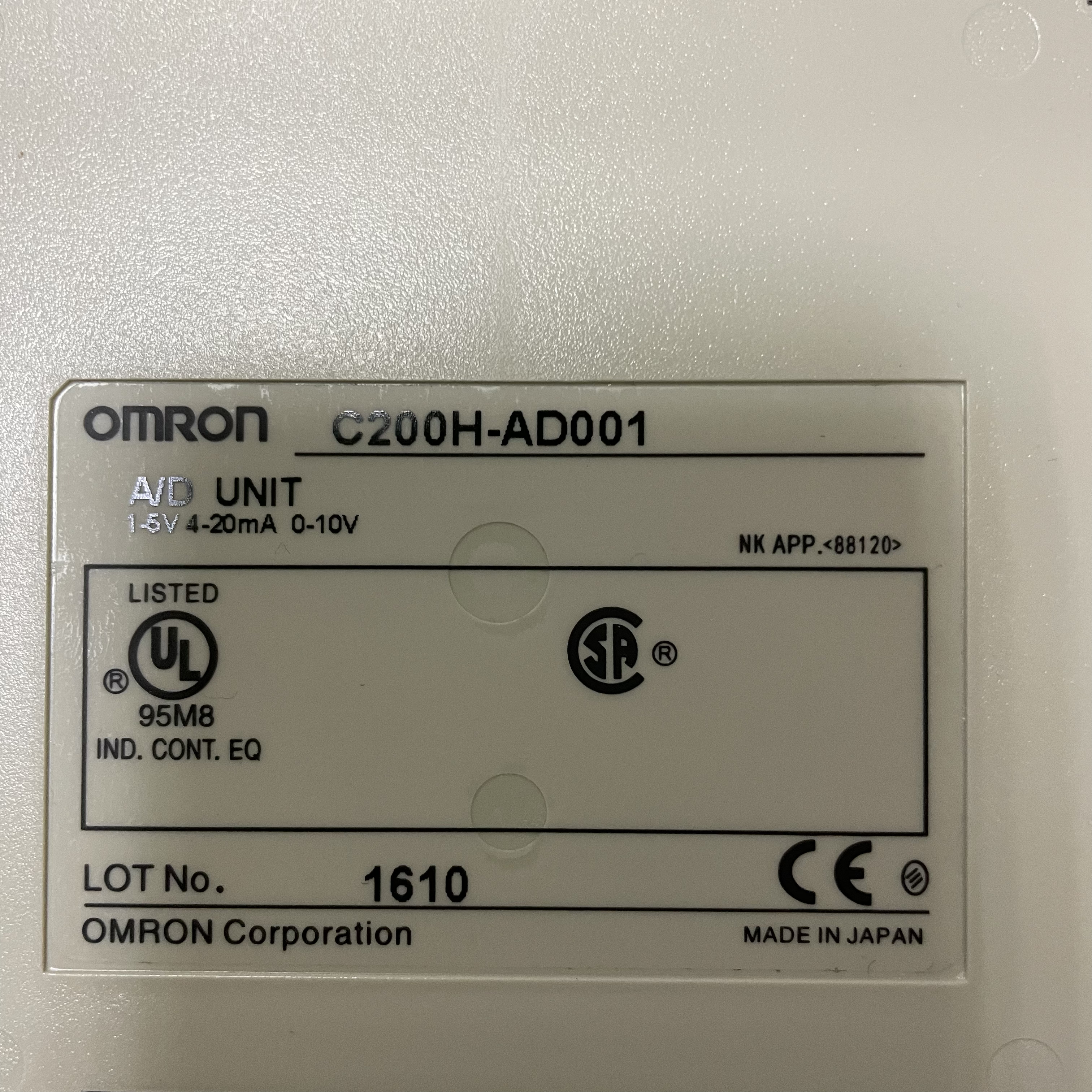 OMRON Analog Input Module C200H-AD001