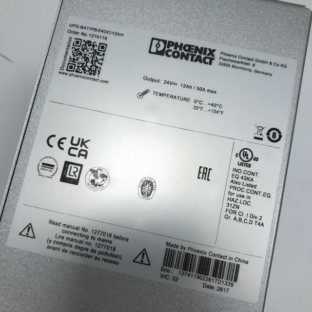 Phoenix Switch power terminal UPS-BAT PB 24DC 12AH 1274119