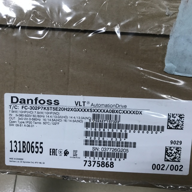 Danfoss inverter FC-302P7K5T5E20H2XGXXXXSXXXXA0BXCXXXXDX 131B0655
