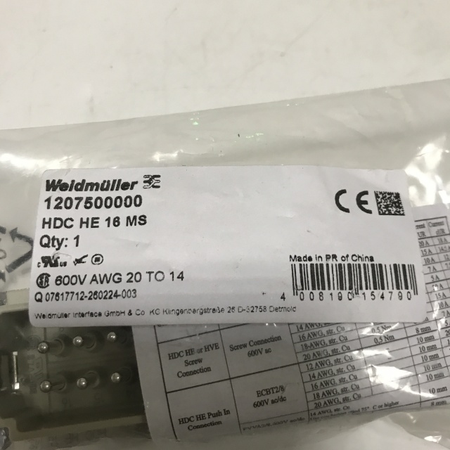 Weidmuller connector 1207500000